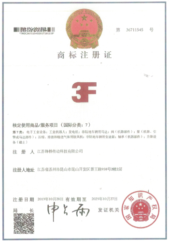 3F Trademark Certificate
